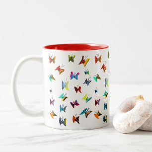 Colourful watercolor butterflies Two-Tone coffee mug