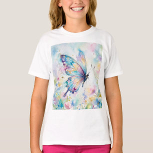 Colourful Watercolor Butterfly Floral T-Shirt