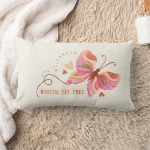 Colourful Watercolor butterfly motivational boho  Lumbar Cushion