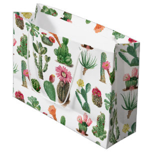 Colourful Watercolor Cactus & Succulents Flowers  Large Gift Bag