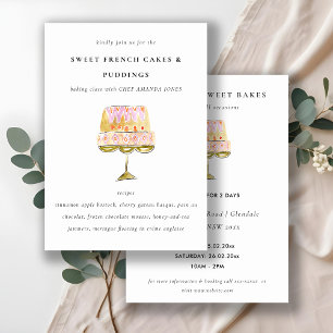 Colourful Watercolor Cake Bakery Cooking Class Invitation