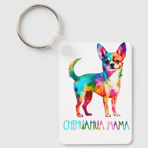Colourful Watercolor Chihuahua Mama Dog Mum Chi Ch Key Ring