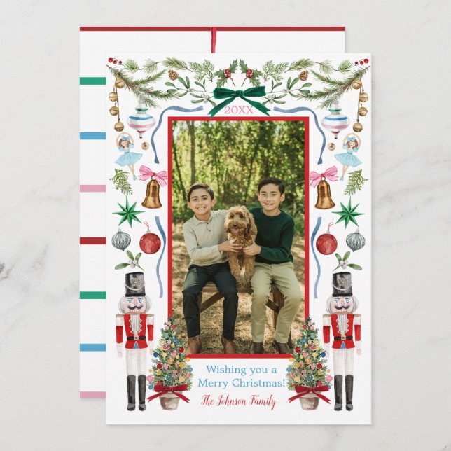 Colourful Watercolor Christmas Decor Card (Front/Back)