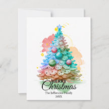 Colourful Watercolor Christmas Tree