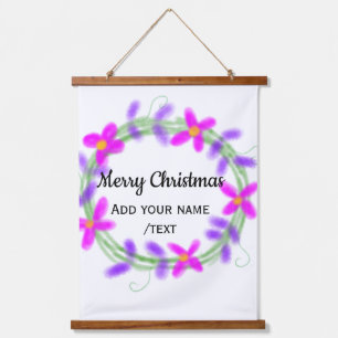 Colourful watercolor Christmas wreath garland add Hanging Tapestry