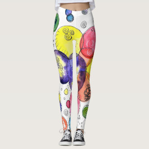Colourful Watercolor Circles Abstract Leggings