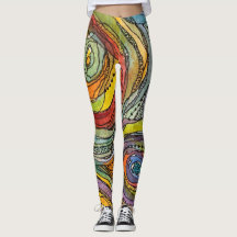Colourful Watercolor Circles Ink Lines Dots Dashes