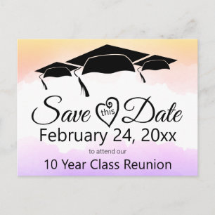 Colourful Watercolor Class Reunion Save The Date  Postcard