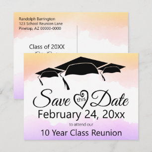 Colourful Watercolor Class Reunion Save The Date Postcard