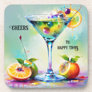 Colourful Watercolor Cocktail Bar Coaster