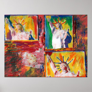 Colourful watercolor Collage Statue of Liberty Poster