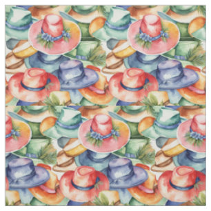 Colourful Watercolor Cowboy Hats  Western Style Ar Fabric