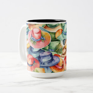 Colourful Watercolor Cowboy Hats Western Style Ar Two-Tone Coffee Mug