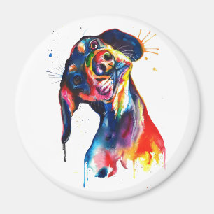 Colourful Watercolor Dachshund Magnet