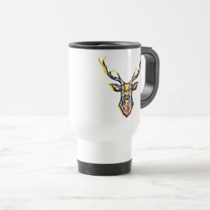 Colourful Watercolor Deer Head Art  Travel Mug