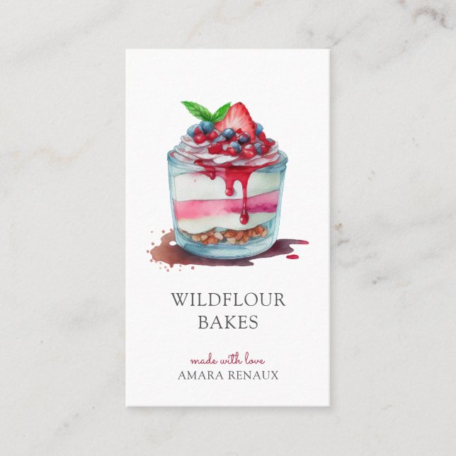 Colourful Watercolor Dessert Baker BakBusiness Car Business Card (Front)