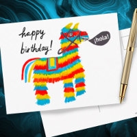 Colourful Watercolor Donkey Piñata HAPPY BIRTHDAY