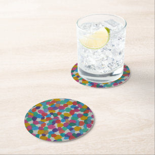 Colourful Watercolor Dots Round Paper Coaster