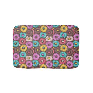 Colourful Watercolor Doughnuts with Sprinkles Patt Bath Mat