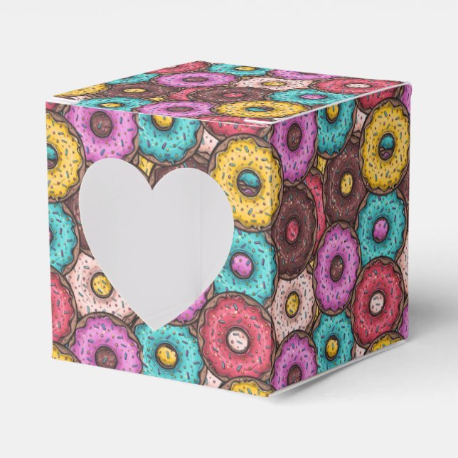 Colourful Watercolor Doughnuts with Sprinkles Patt Favour Box (Front Side)