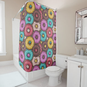 Colourful Watercolor Doughnuts with Sprinkles Patt Shower Curtain