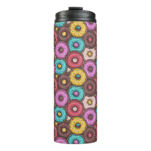 Colourful Watercolor Doughnuts with Sprinkles Patt Thermal Tumbler
