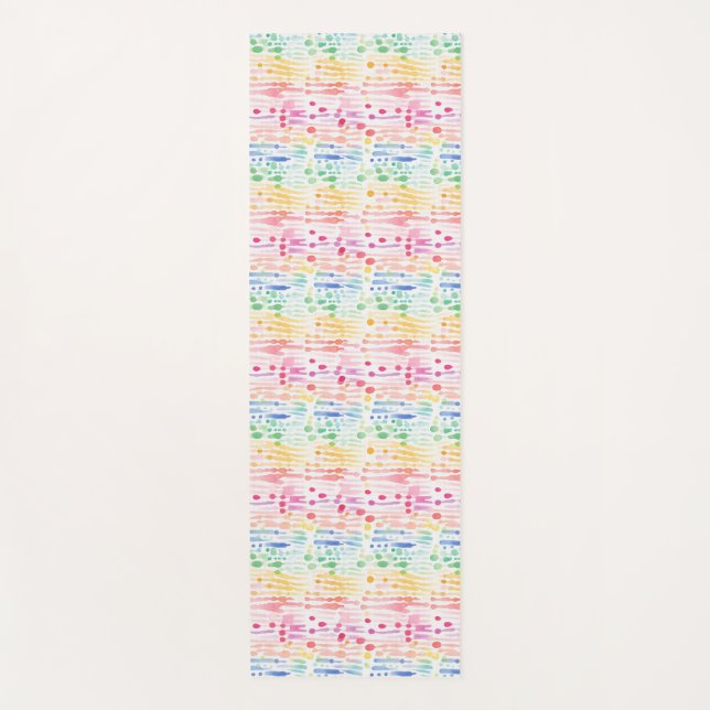 Colourful Watercolor Drip Seamless Pattern Yoga Mat (Front)