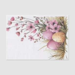 Colourful watercolor Easter Eggs and Flowers Tissue Paper
