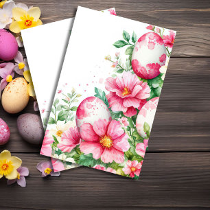 Colourful watercolor Easter Eggs and Flowers Tissue Paper