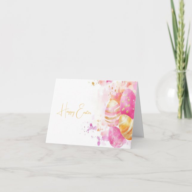 Colourful Watercolor Easter Eggs Holiday Card (Front)