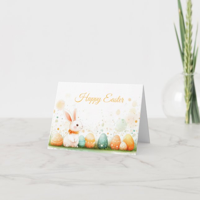 Colourful Watercolor Easter Eggs Holiday Card (Front)