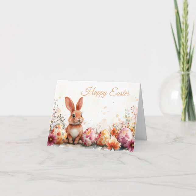 Colourful Watercolor Easter Eggs Holiday Card (Front)