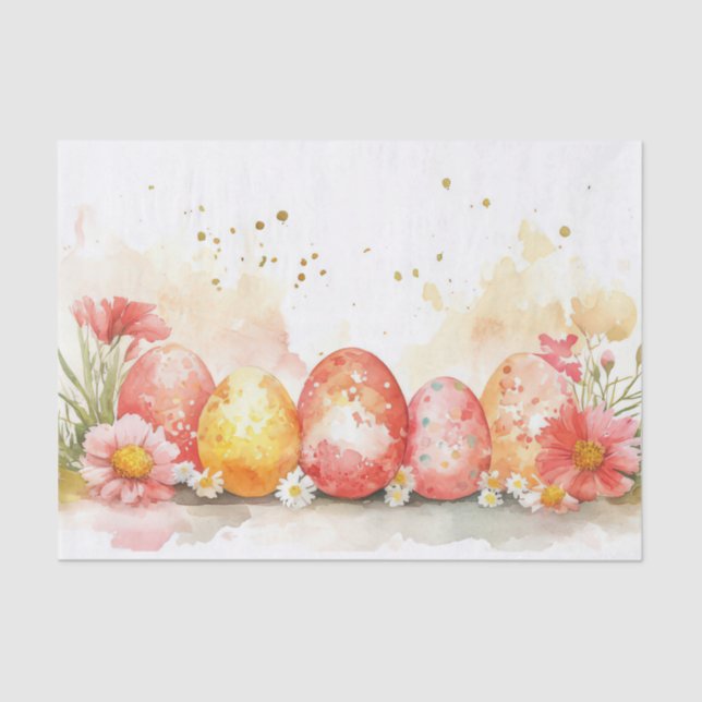 Colourful watercolor Easter Eggs Tissue Paper (Front)