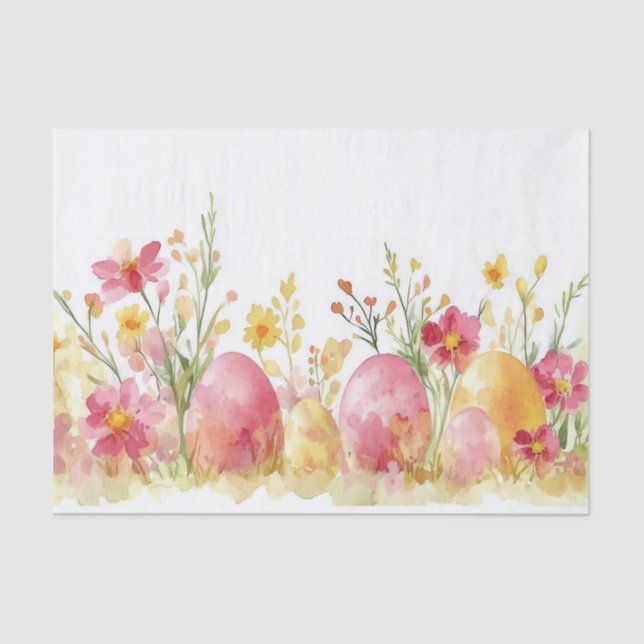 Colourful watercolor Easter Eggs Tissue Paper (Front)