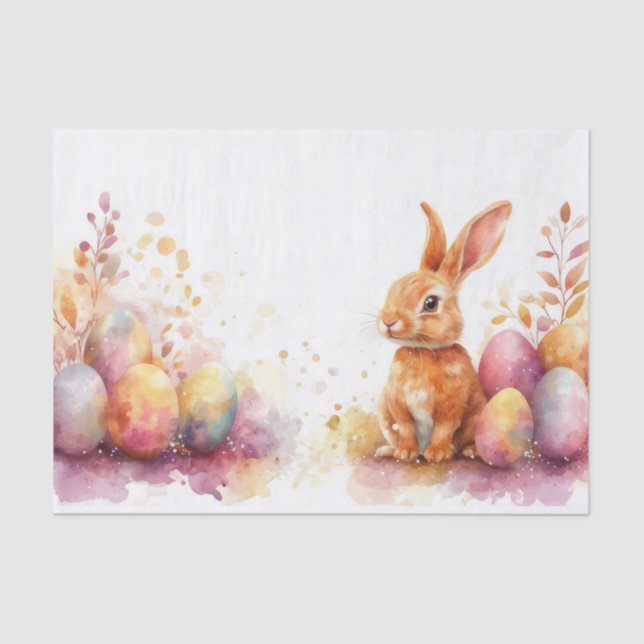 Colourful watercolor Easter Eggs Tissue Paper (Front)