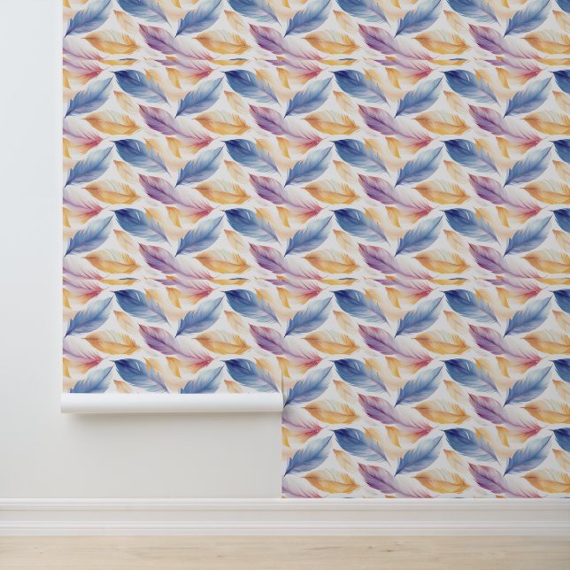 Colourful Watercolor Feathers Wallpaper (Application)