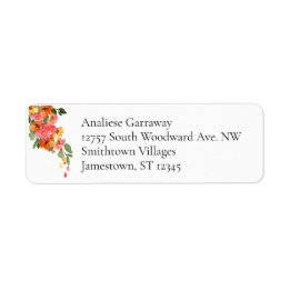 Colourful Watercolor Floral 4 line address Return Address Label