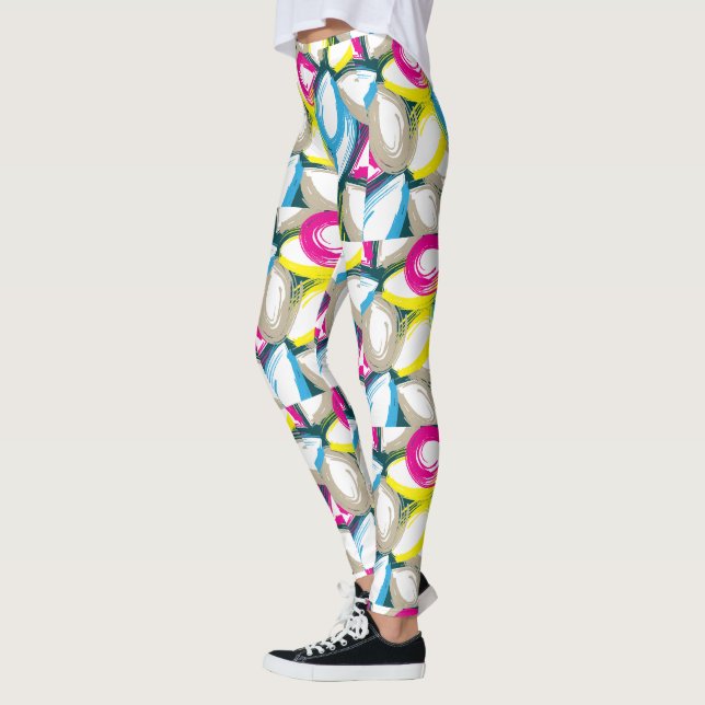 Colourful Watercolor Floral Abstract Leggings (Left)