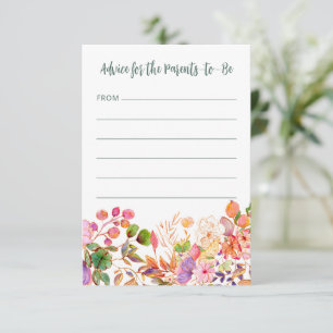Colourful Watercolor Floral Baby Shower Advice Card