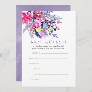 Colourful Watercolor Floral Baby Shower baby Guess Invitation