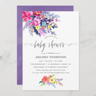 Colourful Watercolor Floral Baby Shower Invitation