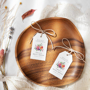 Colourful Watercolor Floral Bridal Shower Custom Gift Tags