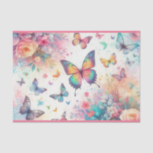 Colourful Watercolor Floral Butterflies Tissue Paper