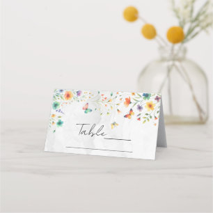 Colourful Watercolor Floral Butterfly Table Seatin Place Card