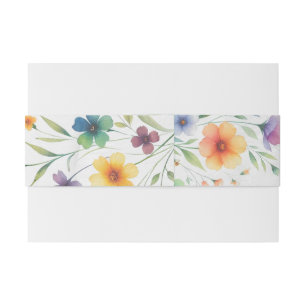 Colourful Watercolor Floral Butterfly Wedding Invitation Belly Band