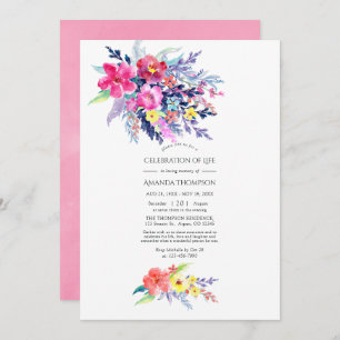 Colourful Watercolor Floral Celebration of Life Invitation