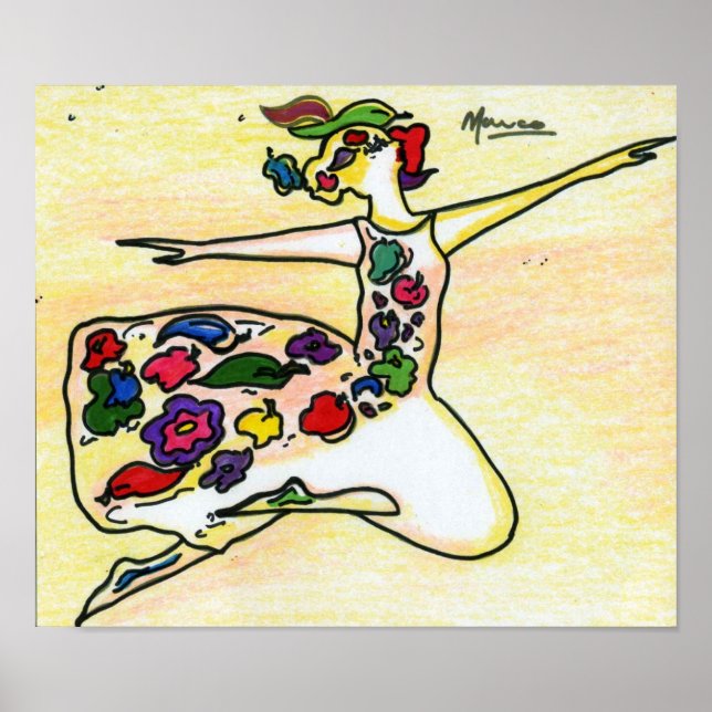 Colourful watercolor floral dress Ballerina Poster (Front)