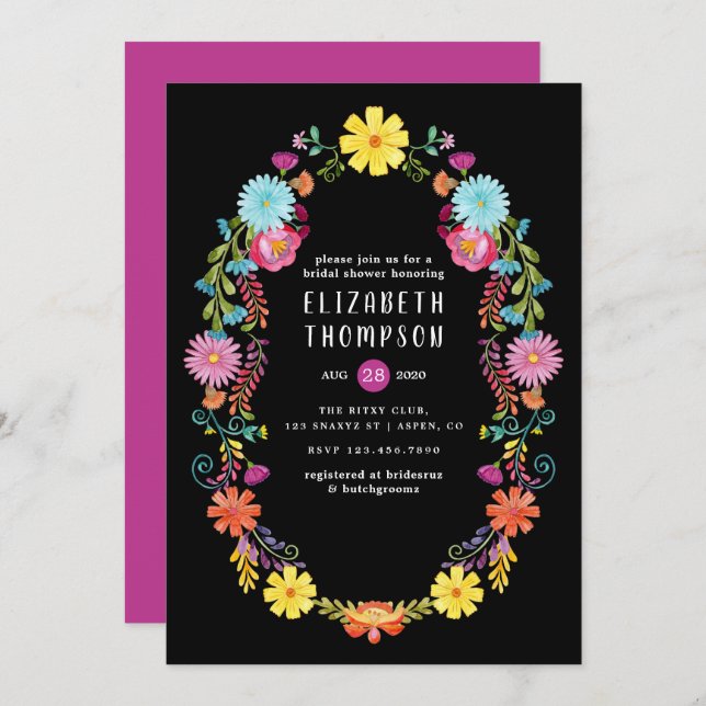 Colourful Watercolor Floral Fiesta Bridal Shower Invitation (Front/Back)