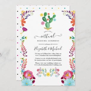 Colourful Watercolor Floral Fiesta Virtual Wedding Invitation