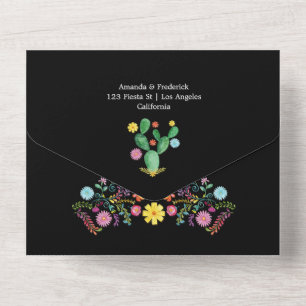 Colourful Watercolor Floral Fiesta Wedding All In  One Invitation